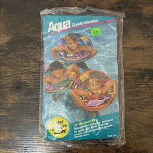 Vintage Agua Quality 24” Inflatable Tire Tube Pool Float NIP NOS Ages 4-9
